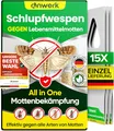 anwerk® Schlupfwespen gegen Lebensmittelmotten - 15 Karten à 1 Lieferung - Effektiv Lebensmittel Motten bekämpfen - Alternative zur Mottenfalle, Mottenspray, Pheromonfalle (15x Karten à 1 Lieferung)