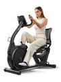 MERACH Liege-Heimtrainer für Zuhause, gelenkschonendes Fitnessbike bis 135 kg (mit LCD-Display, mit Bluetooth & exklusiver MERACH App, Pulssensoren, Tablet-Halter, 8-Stufen-Magnetwiderstand, flüsterleise), Dual-Belt-Antrieb, ergonomischer Sitz mit Rückenlehne
