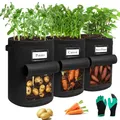 3Pack 10 Gallonen Kartoffel Pflanzsack, Pflanzbeutel mit Stabilen Griffen und...