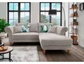 Ecksofa, 100% Polyester, Hellgrau, 262×198 cm, Kaltschaum-Polsterung, Klassisch, Home-affaire