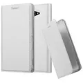 Cadorabo Handyhülle für Sony Xperia M2 / M2 AQUA Schutz Hülle in Silber Cover Etui Book Case Booklet