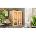Karibu Sauna Innensauna Avari 1 Fronteinstieg Ofen 3,6 kW intgr. Strg   155x122x198 cm ohne Dachkranz