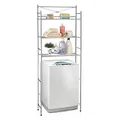 CARO-Möbel Toilettenregal MARSA mit DREI Ablageflächen – Vielseitiges Standregal, WC- und Waschmaschinenregal in Chrom, Perfekt für Waschküche