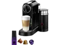 DELONGHI Nespresso CitiZ & milk EN267.BAE, stylisch schlankes Design auch für hohe Gläser, inklusive Milchaufschäumer, einfache Bedienung, Kapselmaschine Schwarz