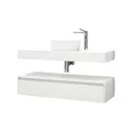 BELVIT Linuva Waschtischunterschrank MDF – Bad Unterschrank hängend mit Schublade & Ablage, modern, mattschwarz/eiche/mattweiß, 80×50 cm & 120×50 cm