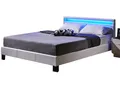 Doppelbett Ehebett inkl. LED Beleuchtung und Lattenrost 140 x 200 cm Weiss