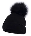Neverless® gefütterte Damen Strickmütze mit Fell-Bommel und Fleece Futter, Winter-Mütze, Bommelmütze Schwarz
