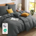 BEDELITE Bettwäsche 135x200 Baumwolle 4teilig - Bettbezüge 135x200cm 2er Set Dunkelgrau mit 2 Kissenbezüge 80x80 cm, Oeko-TEX Bedding weiche und kuschelige Bettwaren