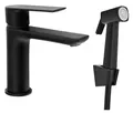 Aqualine Waschtischarmatur Waschbecken-Armatur mit Bidet-Handbrause, Schwarz Aqualine-SK401B