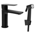 Waschtischarmatur mit Bidet Handbrause, Schwarz matt