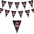 GoldRock 50. Geburtstag Girlande Rosegold für Frauen und Männer - Wimpelkette, Banner, Geburtstagsdeko