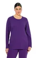 Ulla Popken Damen große Größen Übergrößen Plus Size Shirt, Slim, Rundhalsausschnitt, Langarm tiefes violett 46+ 646801840-46+