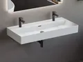 Aqua Bagno Waschbecken Doppelwaschbecken 100cm weiß eckig Wandmontage Aufsatzwaschtisch