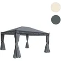 Pergola Cadiz, Garten Pavillon, stabiles 7cm-Gestell mit Seitenwand + Moskitonetz ~ grau 4x3m