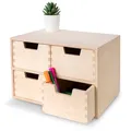 Creative Deco Schubladenbox Schubladenelement | 4 Schubladen | 28,5 x 20 x 19 cm (+/- 1 cm) | Mini-Kommode für Kleinigkeiten aus Birken-Sperrholz | Ordnungssystem für Lagerung, Decoupage & Dekoration