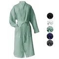 heimtexland ® Bademantel Waffelpique Reisebademantel Saunamantel 100% Baumwolle Oekotex leicht schnelltrocknend hautfreundlich für Damen und Herren Typ881 Mint S