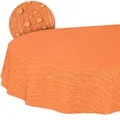 Tischdecke abwaschbar Wachstuch Wachstuchtischdecke Gartentischdecke Leinen-Optik Pflegeleicht Wasserabweisend 160 x 140cm (Oval) Orange Schnittkante
