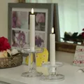 MARELIDA LED Stabkerzen Tafelkerzen Dinnerkerzen Echtwachs Deluxe Homeart realistische 3D Flamme creme (2 Stabkerzen 15cm)