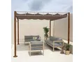 Pergola MCW-L42, Garten Pavillon Terrassenüberdachung, stabiles 7cm-Metall-Gestell 3x3m Bambus-Optik ~ taupe-braun