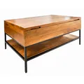 riess-ambiente.de Industrial Design Couchtisch Factory LIFTUP 80cm Mangoholz mit ausklappbarer Platte Wohnzimmertisch Holztisch höhenverstellbar