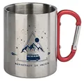 moses. Fernweh Karabiner-Thermo-Becher, Edelstahl-Tasse mit Karabiner in Rot, für Camping, Zelt, Outdoor, Isolierbecher aus Edelstahl, 300ml