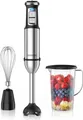 Arendo Stabmixer Set, Edelstahl, Pürierstab, Handmixer, stufenlose Regelung, 2000 W, Turbotaste, Abnehmbarer Mixfuß, DC-Motor, ergonomischer Griff