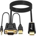 VGA auf HDMI Kabel, 180cm, 1080P@60Hz, mit Audio, kompatibel mit PC, Laptop