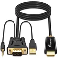 VGA HDMI Kabel 180cm 1080P 60Hz Adapter Audio 3,5mm PC TV Beamer