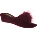 Sleepers Anne Damen Hausschuhe / Pantoffeln mit Schmuckstein, flauschigem Bommel und Absatz DF529 (36 EUR) (Burgunder) - Rot - 36
