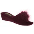 Sleepers Anne Damen Hausschuhe/Pantoffeln mit Schmuckstein, flauschigem Bommel und Absatz (36 EUR) (Burgunder)