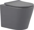 Wand-WC Set Nakia Tiefspüler ohne Spülrand kurz dunkelgrau matt mit WC-Sitz 1281410