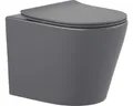 Wand-WC Set Nakia Tiefspüler ohne Spülrand kurz dunkelgrau matt mit WC-Sitz 1281