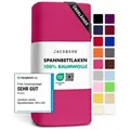 Jacobson Spannbettlaken BOXSPRING & ÜBERLÄNGE aus 100% Baumwolle, für hohe & lange Matratzen, Jersey Bettlaken 160 g/m2 rosa 180 - 200 cm x 220 cm