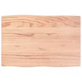 vidaXL Tischplatte, Holzplatte für Tisch Esstisch Couchtisch, Massivholzplatte Handgefertigt mit Baumkante, Ersatztischplatte, Hellbraun 60x40x2cm Massivholz Eiche Behandelt