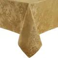 Elrene Home Fashions Poinsettia Elegance Jacquard Holiday Tablecloth, 60" x 144", Gold