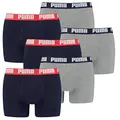 PUMA 6 er Pack Boxer Boxershorts Men Herren Unterhose Pant Unterwäsche, Farbe:036 - Blue/Grey Melange, Bekleidungsgröße:L