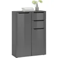 home24 Midischrank Ibiza, Anthrazit, Schwarz, Anthrazit Hochglanz, Kunststoff, 3 Fächer, 2 Schublade(n) Schubladen, 80x110x30 cm, umfangreiches Zubehör erhältlich, Beimöbel stehend, Badezimmer, Badezimmerschränke, Midischränke