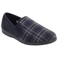 Zedzzz Herren Harley Hausschuhe/Pantoffeln mit Filz, kariert (42 EUR) (Marineblau kariert)
