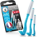 BluePet Premium Zeckenhaken 3er Set, Zeckenentferner, Zeckenzange, Zeckenhebel Made in France