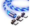 Kevin Frotscher (FroShop) Universal 3-in-1 magnetisches Ladekabel für iPhone Smartphone-Kabel, Samsung Huawei Micro USB / Typ C / kompatibel mit Apple LED - 1m BLAU
