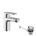 hansgrohe Waschtischarmatur Vernis Blend, Wasserhahn Bad mit Auslauf Höhe 70 mm, mit Zugstange, Badarmatur wassersparend, Chrom