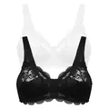 Susa Bügelloser BH Latina (2er Pack) zarte Spitze, atmungsaktiv, elastisch, bequem, BH-Set schwarz 100