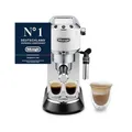 De'Longhi Dedica Style - Perfetto Kompakte Siebträgermaschine Espressomaschine mit Tasten, manuellem Milchaufschäumer für Espresso und Cappuccino, ESE Pad geeignet, 15cm breit, Weiß (EC685.W)