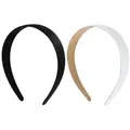 2er Set Schwarze Satin Haarreifen 2.5cm breit für Damen - DIY Retro