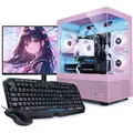 kiebel.de PC Set Gaming mit 27 Zoll TFT Zindarella V AMD Ryzen 7 5700X, 32GB DDR4, NVIDIA RTX 5060 8 GB, 1TB SSD, WLAN, Windows 11, Komplettsystem ... - Rosa/Weiß/Türkis/Schwarz