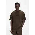 HUGO T-Shirt Nalono mit Logodruck, Oversized Look mit Backprint braun M (48)