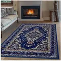 OTTO home Teppich Oriental, Made in Belgium, rechteckig, Höhe: 7 mm, Orient-Optik, mit Bordüre, Teppich, Kurzflor, Weich, Kundenliebling blau 160 cm x 230 cm x 7 mm