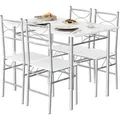 Woltu Tischgruppe, Weiß, Metall, Rechteckig, Flachrohr, 110x76x70 cm, Esszimmer, Bänke, Tisch- & Eckbankgruppen