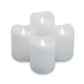 ToCi 4 x LED Kerzen Weiß Ø 7 x 9 cm – Flammenlose Echtwachskerzen mit flackerndem Licht & Timer - LED-Stumpenkerzen mit An-/Ausschalter - Batteriebetriebene Dekokerzen für Advent & Zuhause