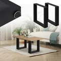 ECD Germany 2er Set Tischbeine 30x43 cm, Schwarz, Stahl pulverbeschichtet, Industriedesign, Vierkantprofil, Metall Tischkufen Tischuntergestell Tischgestell Möbelfüße Bankkufen Bankgestell Bankbeine
